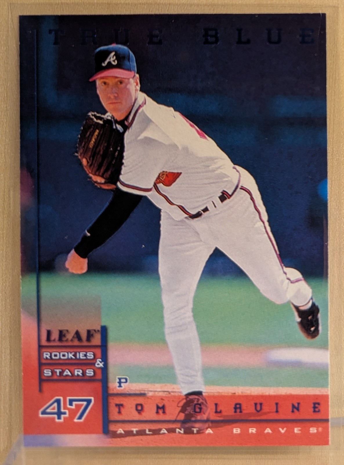 1998 Leaf Rookies & Stars TRUE BLUE #75 Tom Glavine Braves RARE PARALLEL /500