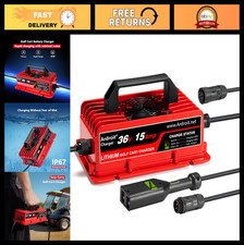 36V Lithium Battery Charger 15A Fast Charge for Golf Cart, IP67 Waterproof, Smar