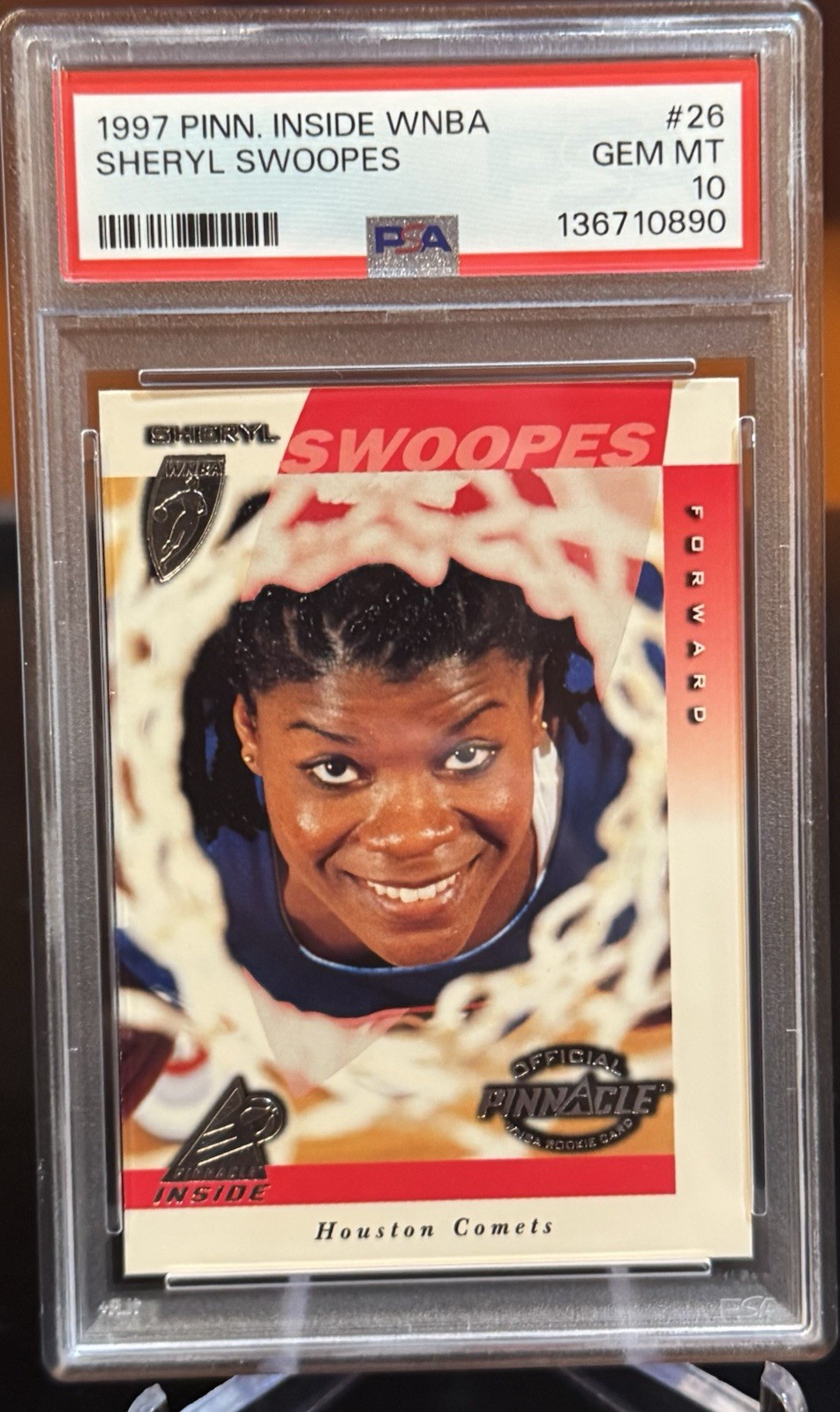 1997 Pinnacle Inside WNBA - Sheryl Swoopes #26 (RC) ROOKIE CARD PSA 10 HOF WNBA