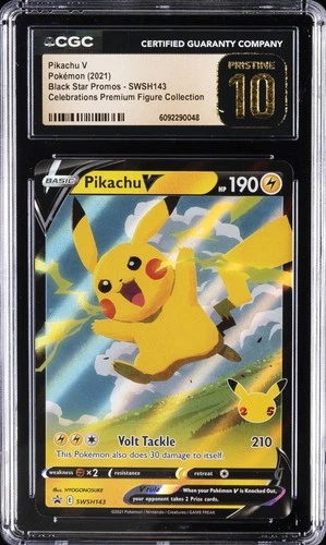 2021 POKEMON BLACK STAR PROMOS #SWSH143 PIKACHU V CGC 10 PRISTINE