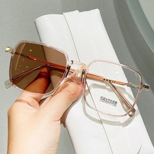 Square Oversized Reading Glasses Anti-Blue Light Photochromic Brown Readers UV