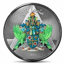 2023 1 oz St. Lucia Coat of Arms Silver Coin Proof (Colored)
