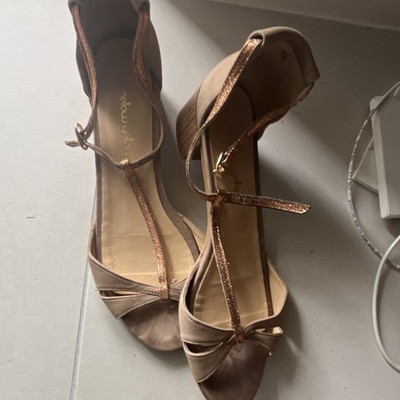 AIDA CG Beige Women's Ballroom Dance Shoes Ankle Strap Low Block Heel