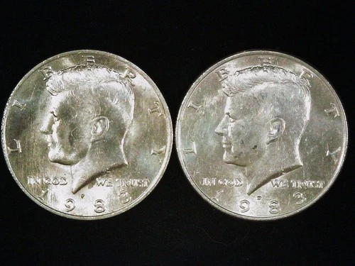 1983-P and D Kennedy Half Dollars (2 coins) AU+. Free Shipping!