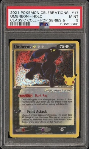 2021 Pokemon Celebrations Umbreon-Gold Star #17 PSA 9 Classic Coll-Pop Series 5