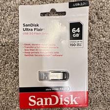 SanDisk Ultra Flair 64GB USB 3.0 USB-A Flash Drive 150MB/s Silver
