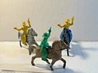 Lot of 3 Vintage Lido Plastic Swivel Hip Cowboys on horses.