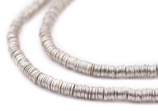Silver Flat Disk Heishi Beads 4mm White Metal 24 Inch Strand
