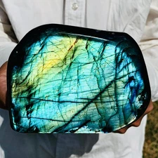 3.17LB Natural Labradorite Quartz Crystal Freeform Mineral Specimen Healing
