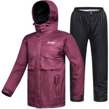 ILM Women's Waterproof Motorcycle Rain Suit - 6 Pockets, 2 Piece Raincoat