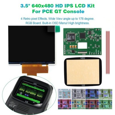 3.5'' PCE GT  640x480 HD IPS LCD Screen RGB Board For PC Engine GT BUILD OSD Menu