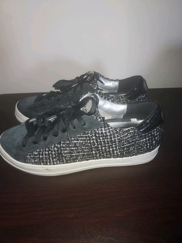 P448 Women's Sneakers EU 39 / US 8 Low Top Tweed Glitter John Shaka Black - Picture 2 of 18