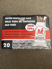 20 ct Contractor Waste Bags 100Lbs Rip Resistant Reusable Woven White - 42 Gals