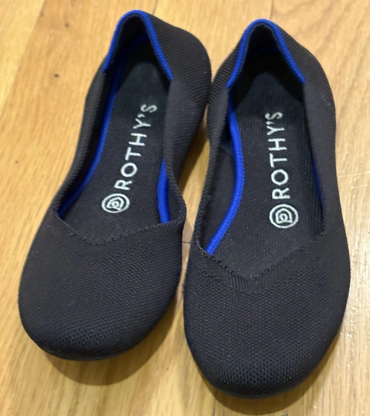 Rothy's The Flat Black Round Slip On Loafer Knit Ballet Women's Size 7 US -EUC