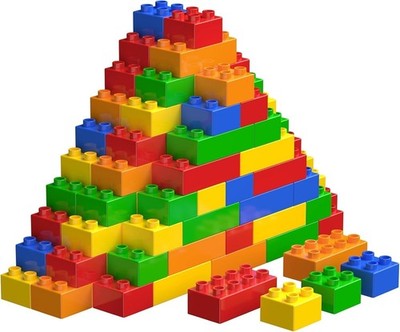 Großes Bausteine-Set - 50 Teile in 5 Farben - Kinder 3-6 Jahre - Kreativität ...
