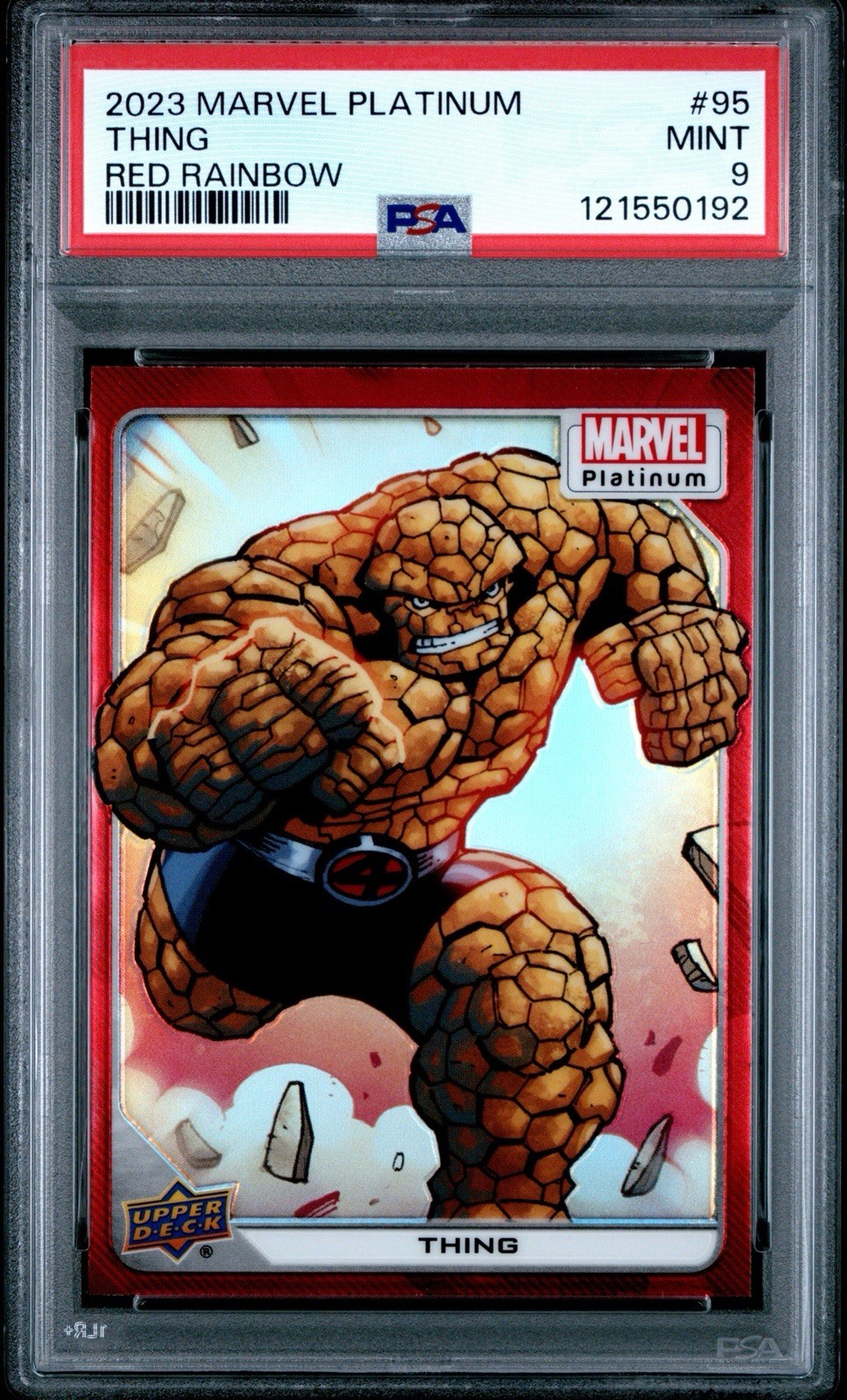 Thing - 2023 Upper Deck Marvel Platinum #95 Red Rainbow PSA 9