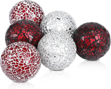 6 Pcs Decorative Glass Balls, 2.5 Inch Mosaic Orbs for Centerpieces, Mixed Color