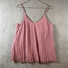 A New Day Pink Pleated Sleeveless Camisole Tank Top V-Neck Lightweight Size S