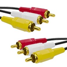 RCA Cable, AV Cable Gold Plated, Yellow/White/red connectors 3 4.6feet, Black