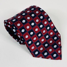 Pfizer 100% Silk Necktie Tie Vintage Viagra Blue Pill Red Geometric 3 3/4 x 58