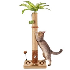 35in Tall Cat Scratching Post Sturdy Jute Scratcher w/ Ball Track Toy Indoor Cat