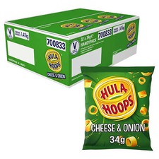Hula Hoops Cheese & Onion Potato Rings Box of 32 x 34g Bags