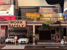 Diorama 1:64 Parking Lot Model LED Japanese Wrokshop Diecast Car Garage Model US