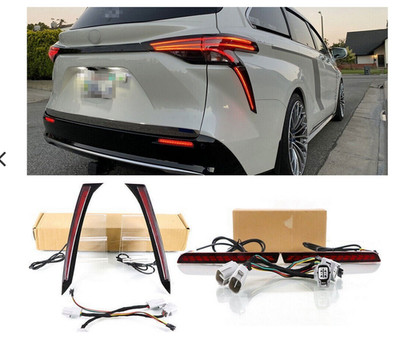 For Toyota Sienna 2021-2026 LED Rear Side Brake Warning Lights+Bumper Fog Lamp*4
