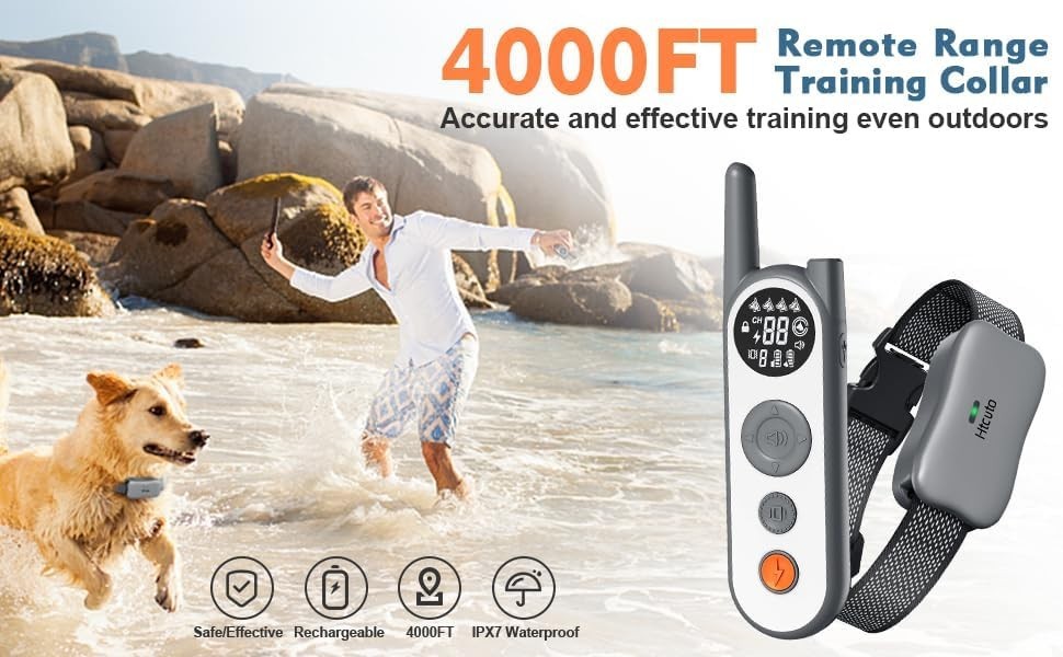 Htcuto Wireless Dog Fence System -  Remote Training Collar, Grey, NEW IN BOX!!