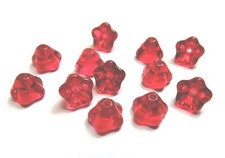 12 Pcs  BELL FLOWERS  6 x 8mm  OLD ROSE Pink  GLASS BEADS