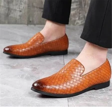 Men's Faux Leather Round Toe Slip On Loafers Formal Driving Casual Shoes Plus SZ