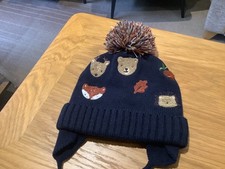 Baby Hat Pom Pom Hat Up To 3 -9 months embroidered Autumn Design knitted