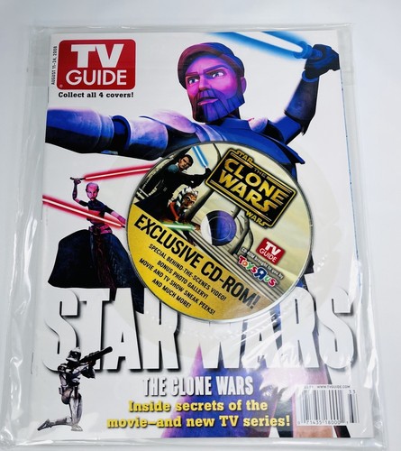 STAR WARS The Clone Wars TV GUIDE Magazine Collector SET of 4 W/CD ROMS Aug 2008 - Picture 6 of 9