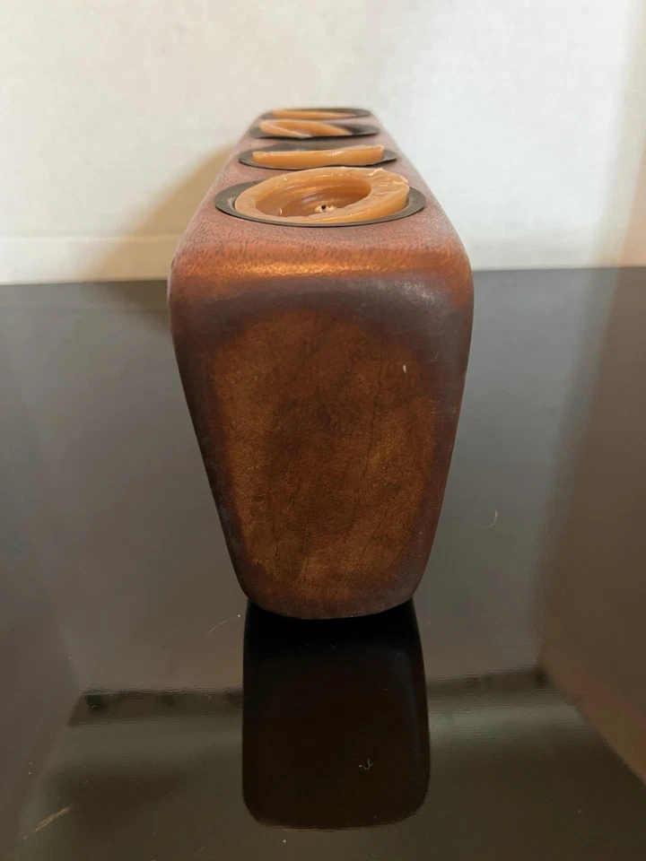 Porta cuatro velas de madera de roble pesado Foto 4 de 4