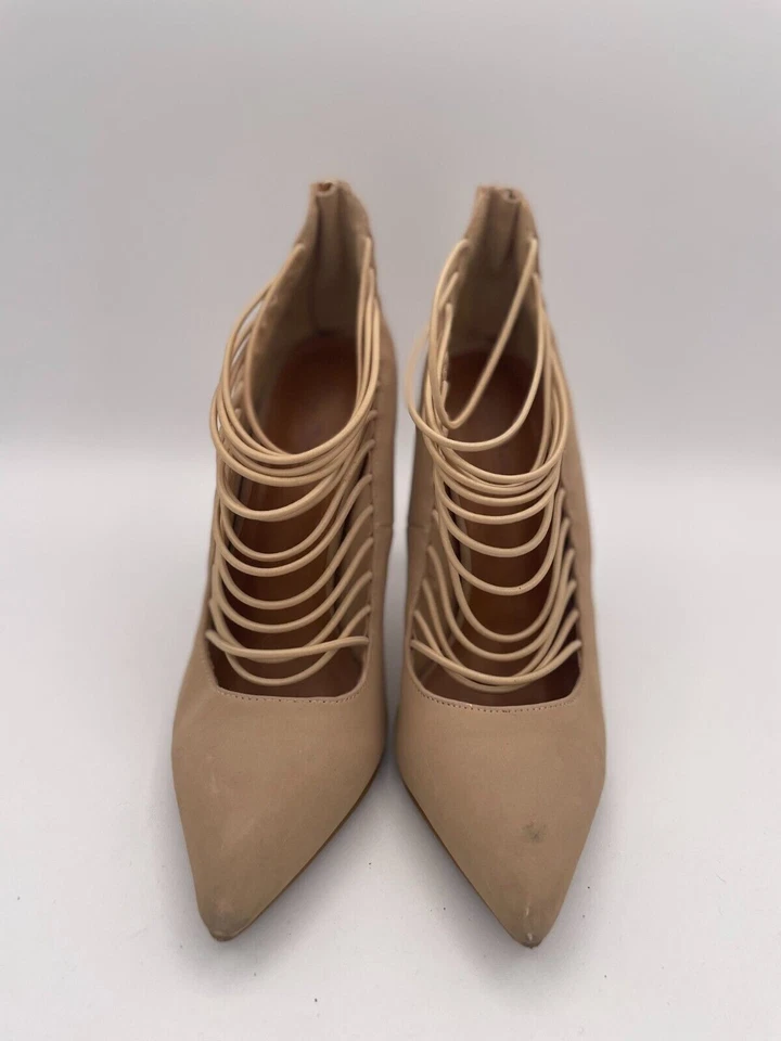 Anne Michelle Riseup-81M Strappy Pump Heels Women's Sz 7 Beige Leather 36075 - Image 2 of 4