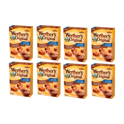 8x Werther s Original Chocolate Sugar Free 42g | Cream Caramel Candy