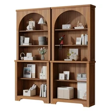 71'' Tall Arched Bookshelf Mid Century Modern Curved Bookcase with 5-Tier