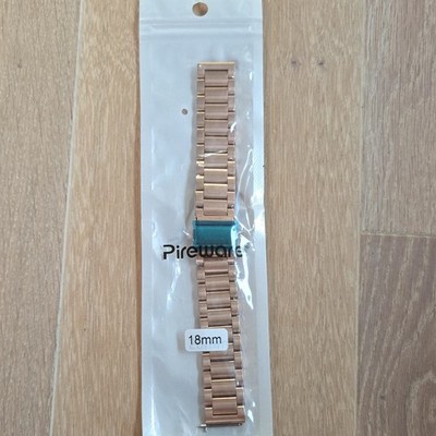 Pireware Uhrenarmband aus Edelstahl in Roségold, 18 mm Armbandbreite