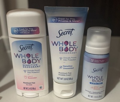 Secret Whole Body Deodorant Women Aluminum-Free, Sensitive Bundle