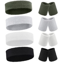 Civaner 12 Pcs Sweatbands Headbands Wristband Set Men Women Vivid Color