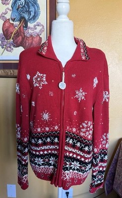 Vintage Heirloom Collectible 2004 Christmas Knit Embroidered Sweater Snow Ugly