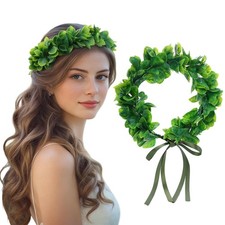Artificial Green Leaf Crown Headband Women Girl Wreath Bohemian Headpiece Leaf