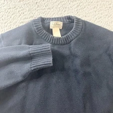 LL Bean Sweater Mens Medium Tall Navy Blue Cotton Crewneck Pullover Knit Classic