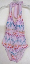 Disney Parks Pink Rainbow Mickey Minnie Halter One Piece Swimsuit UPF 50