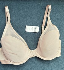 SOMA Intimates Lace 32D Lightest Lift Mesh Plunge Bra Underwire Blush