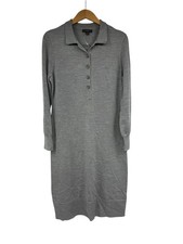 J. Crew Collared Merino Wool Sweater Dress Medium Smoke Gray Knit Midi Womens