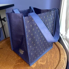 Wine Tote Carry Travel Bag - Gold Pattern/Navy Simply Green Solutions SGS