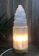 11"-12" White Large Selenite Lamp And Cord Crystal Lamp Gemstone Specimen Reiki