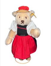 Vtg Steiff 1987 Germany black forest farmer wife Mohair Stuffed Teddy Bear Plush
