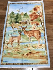 Deer Meadows w Mountain Cabin Fabric Panel craft sew Wilmington